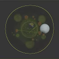 Green Plant Displaying Leaf Purple Flower On Brown Plate With Round Orange Particles Transparent Spheres