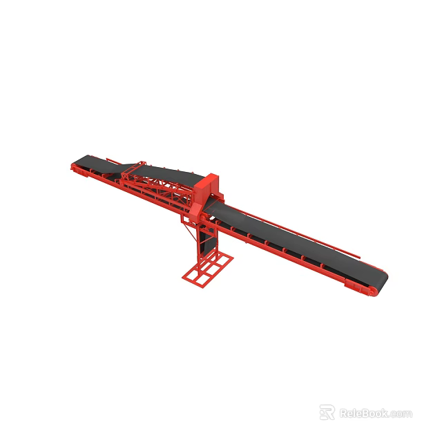 Red Industrial Belt Conveyor Equipment With Dual Conveyor Belts And Metal Frame 3d model 