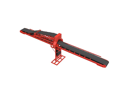 Red Industrial Belt Conveyor Equipment With Dual Conveyor Belts And Metal Frame 3d model