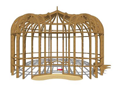 Wooden Pergola With Arc Top Frame Structure For Outdoor Garden Use 3d model