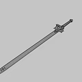 Intricate Design Sword With Black Hilt Silver Guard And Slender Blade