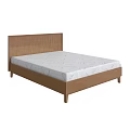 Modern Double Bed With Wooden Frame Headboard And White Patterned Mattress 3d model