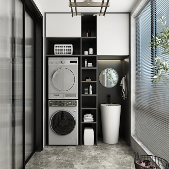 modern balcony home balcony washing machine cabinet 3d model