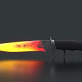 Flaming Blade Knife With Black Handle Metallic Accents And Dark Background Reflection