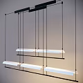 Modern Linear Chandelier Design With Black Frame And White LED Light Strips 3d model