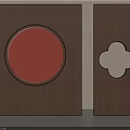 Modern Wooden Screens With Illuminated Orange Circle And White Clover Design