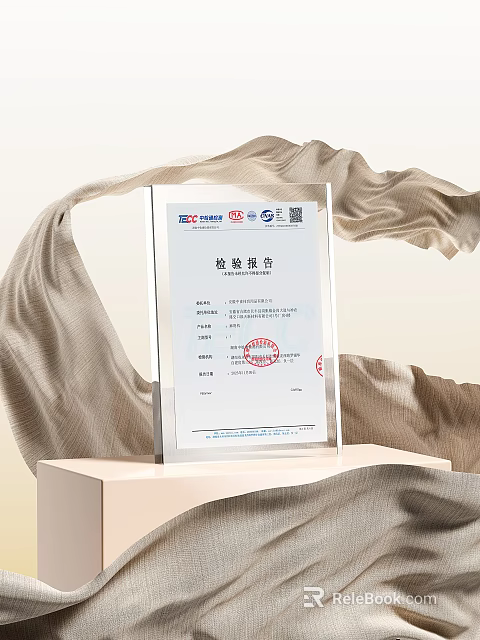 Acrylic Inspection Report Frame Transparent Design With QR Code Official Seals For Business 3d model 