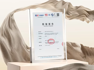 Acrylic Inspection Report Frame Transparent Design With QR Code Official Seals For Business 3d model