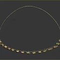 Golden Necklace With Small Cylindrical Beads Circular Design Shiny Surface Daily Life Accessory