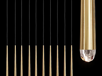 Elegant Golden Crystal Chandelier with Hanging Pendants for Modern Interior Decor 3d model
