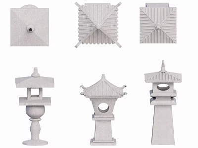 Traditional Japanese Stone Lantern Landscape Sculptures With Various Designs For Garden Decoration 3d model