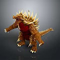 3D Mythical Monster Model With Golden Spines Red Abdomen And Sharp Claws
