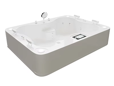 Modern White Whirlpool Bathtub With Multiple Jets And Control Panel 3d model
