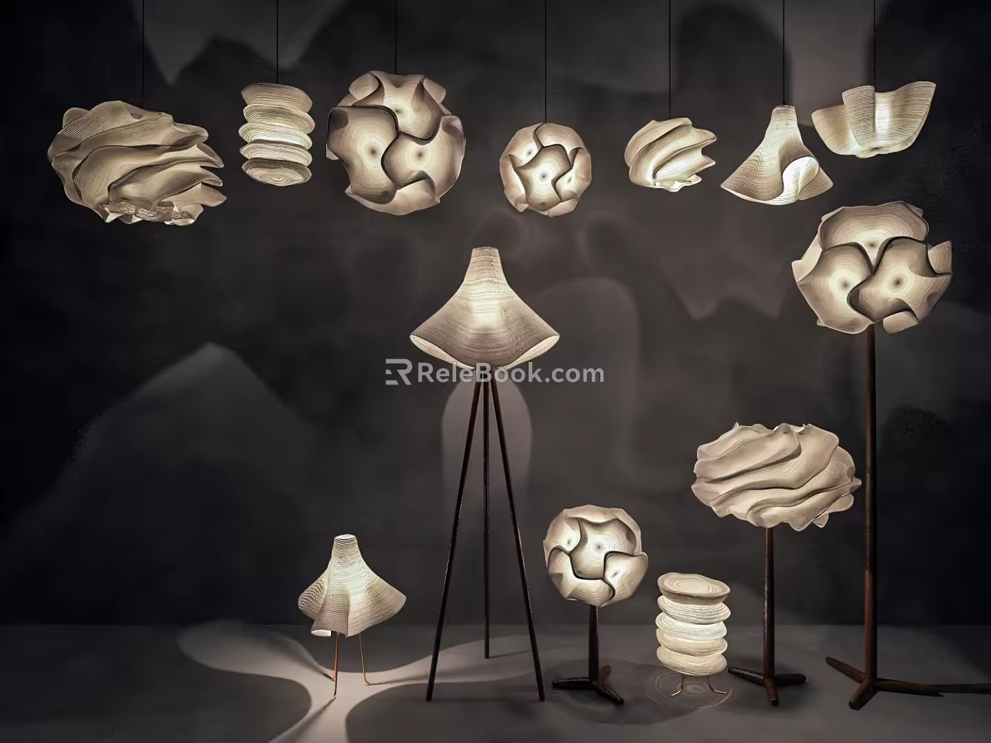 Modern lamp combination chandelier combination 3d model