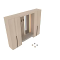 Modern Light Colored Console And Side Cabinet With Mirror Hooks And Illuminated Design 3d model