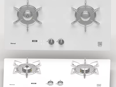 Modern Two Burner Gas Stove With Control Knobs White Panel Daily Kitchen Appliance 3d model