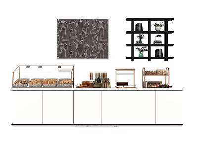 Modern Display Shelves With Glass Cases And Multi Tiered Racks For Pastries And Decor 3d model