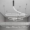 Modern Circular Ring Chandelier With Curved LED Light Strips Ceiling Mounted Design 3d model