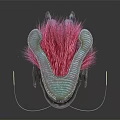 Fantasy Mythical Creature Character With Pink Fur Green Head Sharp Teeth And Claws