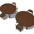 Two Wooden Oval Dining Table Sets With Matching Chairs And Seats 3d model