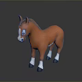 Orange Plush Toy Horse With White Legs Face And Black Hooves Standing On Dark Surface