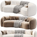 Modern Light Luxury Multi-person Curved Sofa Collection 3d model