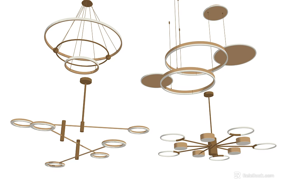 Modern Circular Chandelier Designs With Metal Frames And Multiple Light Heads 3d model