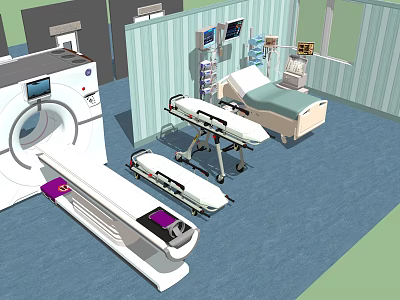Advanced Medical Devices for Patient Care Including CT Scanner Hospital Bed and Monitors 3d model