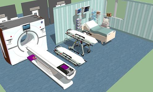 Modern Medical Equipment Medical Equipment Optical Machine Nuclear Magnetic Resonance Stretcher Intensive Care Unit Hospital Door Hospital Equipment 3d model