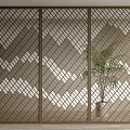 New Chinese-style Partition Metal Screen Partition Steel Wire Mesh Hollow Partition Potted Plant 3d model