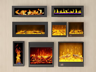 Modern Electric Fireplaces With Stylish Designs And Various Flame Effects 3d model