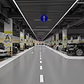 Underground Parking Garage With Parked Vehicles Directional Signs Columns Clear Lane Markings And Lighting