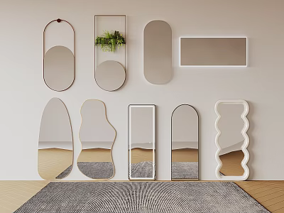 Stylish Decorative Mirrors With Various Shapes And Designs For Wall Decoration 3d model