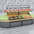 Multi Layer Fruit Display Shelf With Green Vegetables Oranges Watermelons And Red Fruits 3d model