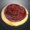 Delicious Round Pastry With Chocolate Frosting And Sprinkles On Light Yellow Dough