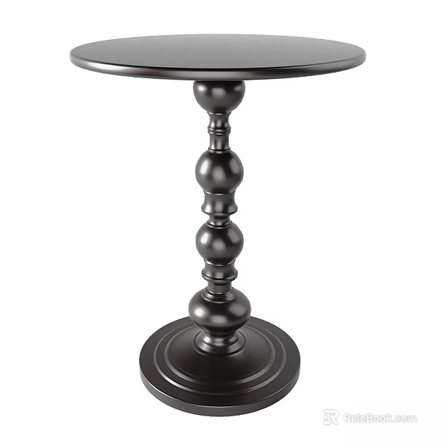 Modern Minimalist Functional Table With Round Smooth Top And Turned Legs 3d model