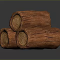 Natural Wooden Logs Stacked With Visible Grain And Brown Texture