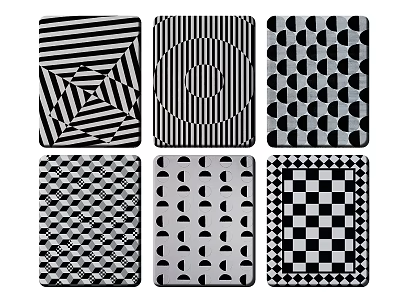 Square Rugs Featuring Various Black And White Geometric Patterns For Home Decor 3d model