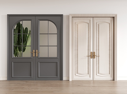 Double door entry door security door combination 3d model