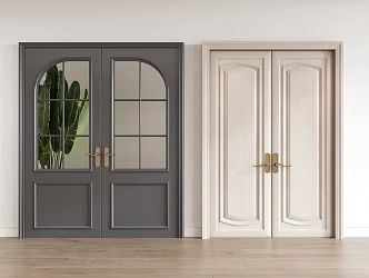 Double door entry door security door combination 3d model