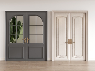 Double door entry door security door combination 3d model