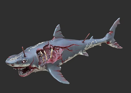 PBR Next Generation Shark Body Shark Wreck Zombie Shark Mutant Shark Monster Horror Shark Fish Sea Life 3d model