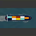 CMA CGM Container Ship Model With Colorful Containers On Blue Water Base