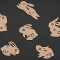 Wooden Rabbit Shaped Wall Decor With Decorative Patterns For Home Interior 3d model