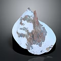 3D Terrain Model Showcasing Snow Covered Mountainous Region With Rocky Peaks And White Snow
