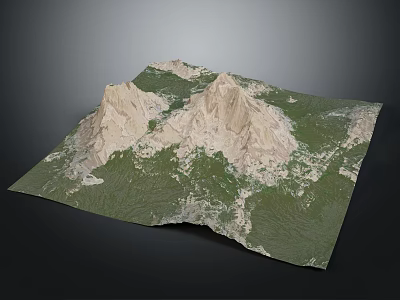 3D Garden Landscape Terrain Model With Mountains And Green Areas 3d model