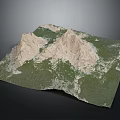 3D Garden Landscape Terrain Model With Mountains And Green Areas