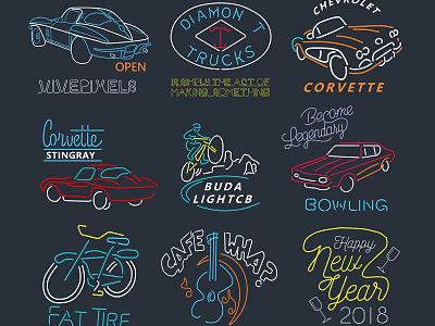 Vintage Colorful Decorative Lights With Classic Car Bike Patterns For Festive Decor 3d model