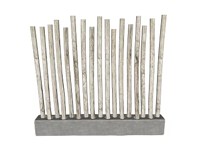 Natural Wooden Sticks Arranged in Concrete Stone Base Decorative Piece 3d model