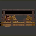 Wooden Farm Stable Setup With Hay Area Fenced Enclosure And Horse Figure